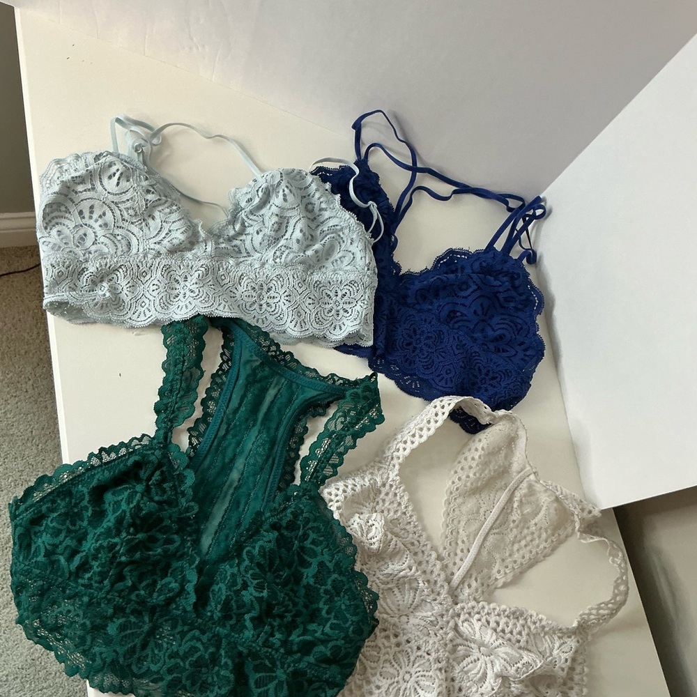 Aerie Blue, Green and White Lace Bandeau Intimates